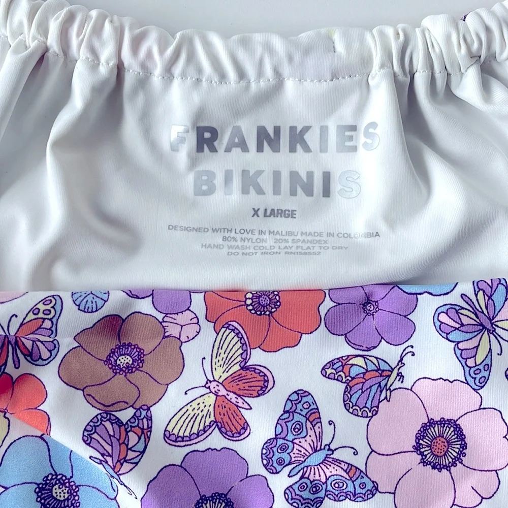 Frankie’s bikini bottoms high leg stretch side pastel mariposa pinks NWT xl